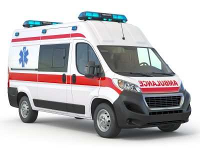 Ambulance car isolated on white. 3d illustration